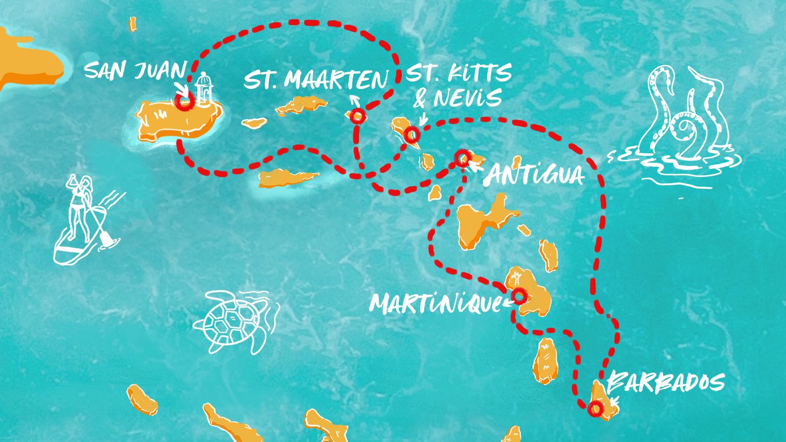 St. Kitts, Barbados, Martinique & More Itinerary Map