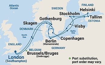 14-Day Norway, Denmark & Sweden Itinerary Map