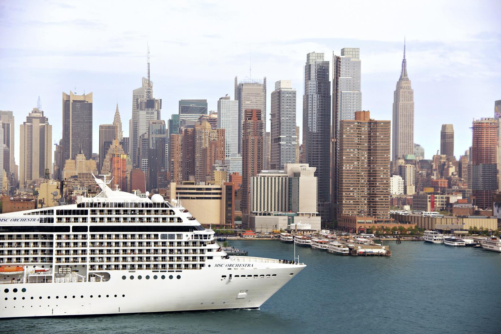 MSC Orchestra with NYC skyline